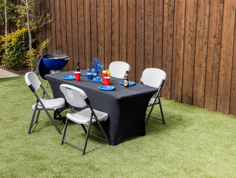 Iceberg iGear Stretch Fabric Table Cover, Fits 6' Table, Polyester/Spandex, Black, 30" W x 72" L - Image 2